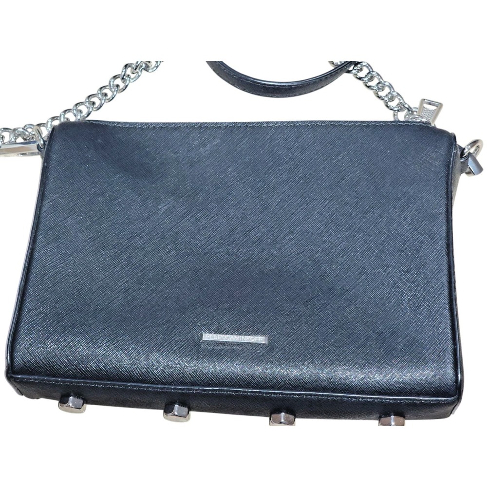 REBECCA‎ MINKOFF Avery Saffiano Leather Chain Strap Crossbody Purse Black - Picture 2 of 16